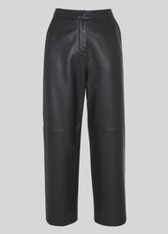 Leather Flat Front Trouser Black