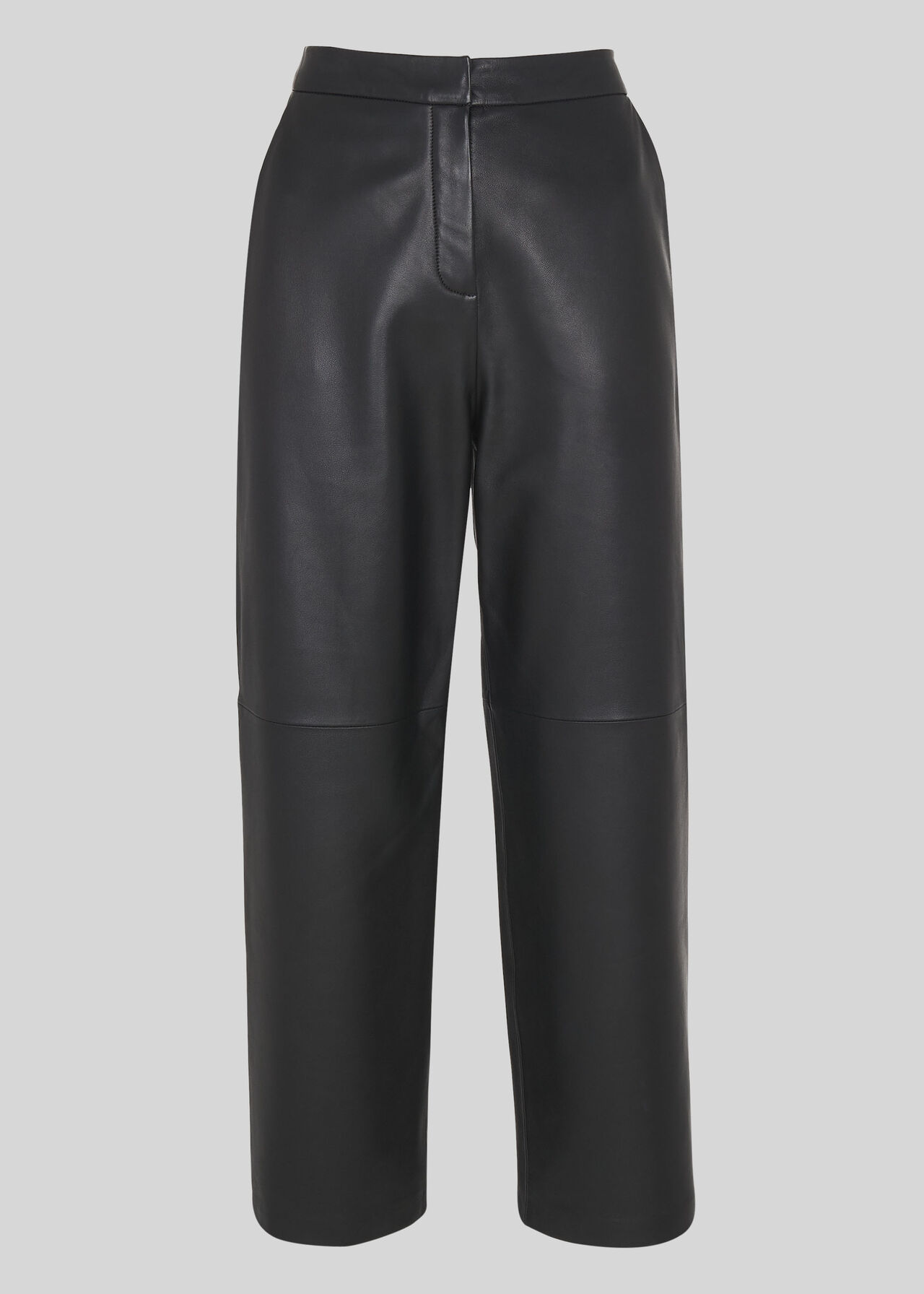 Leather Flat Front Trouser Black