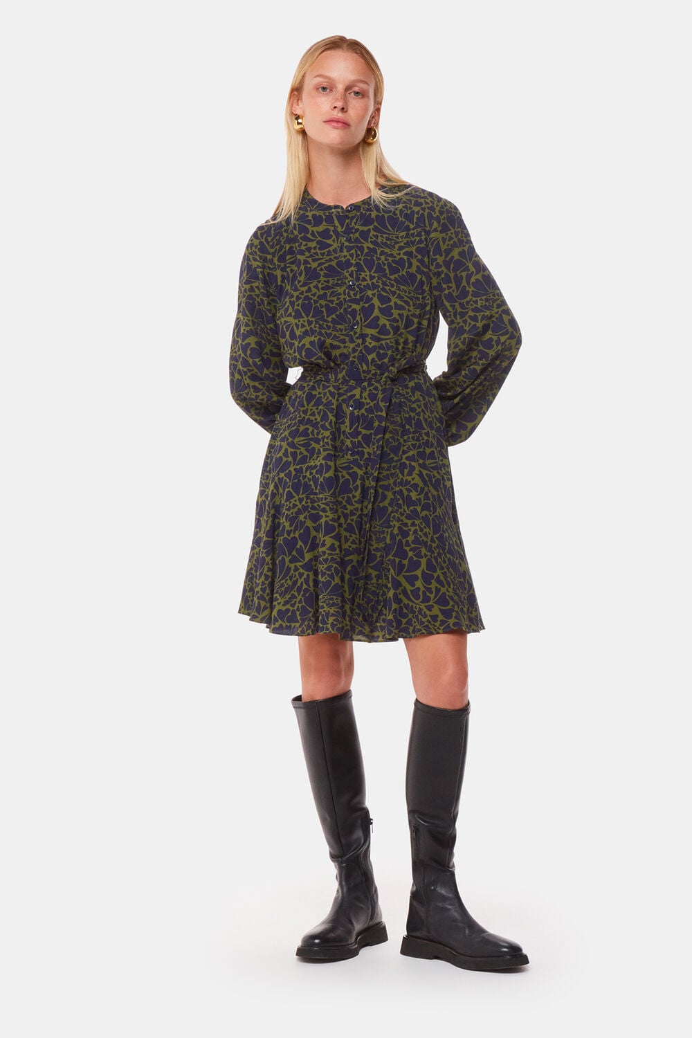 Green Abstract Petal Flippy Dress