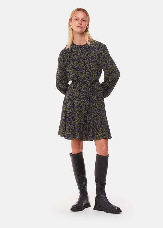 Green Abstract Petal Flippy Dress