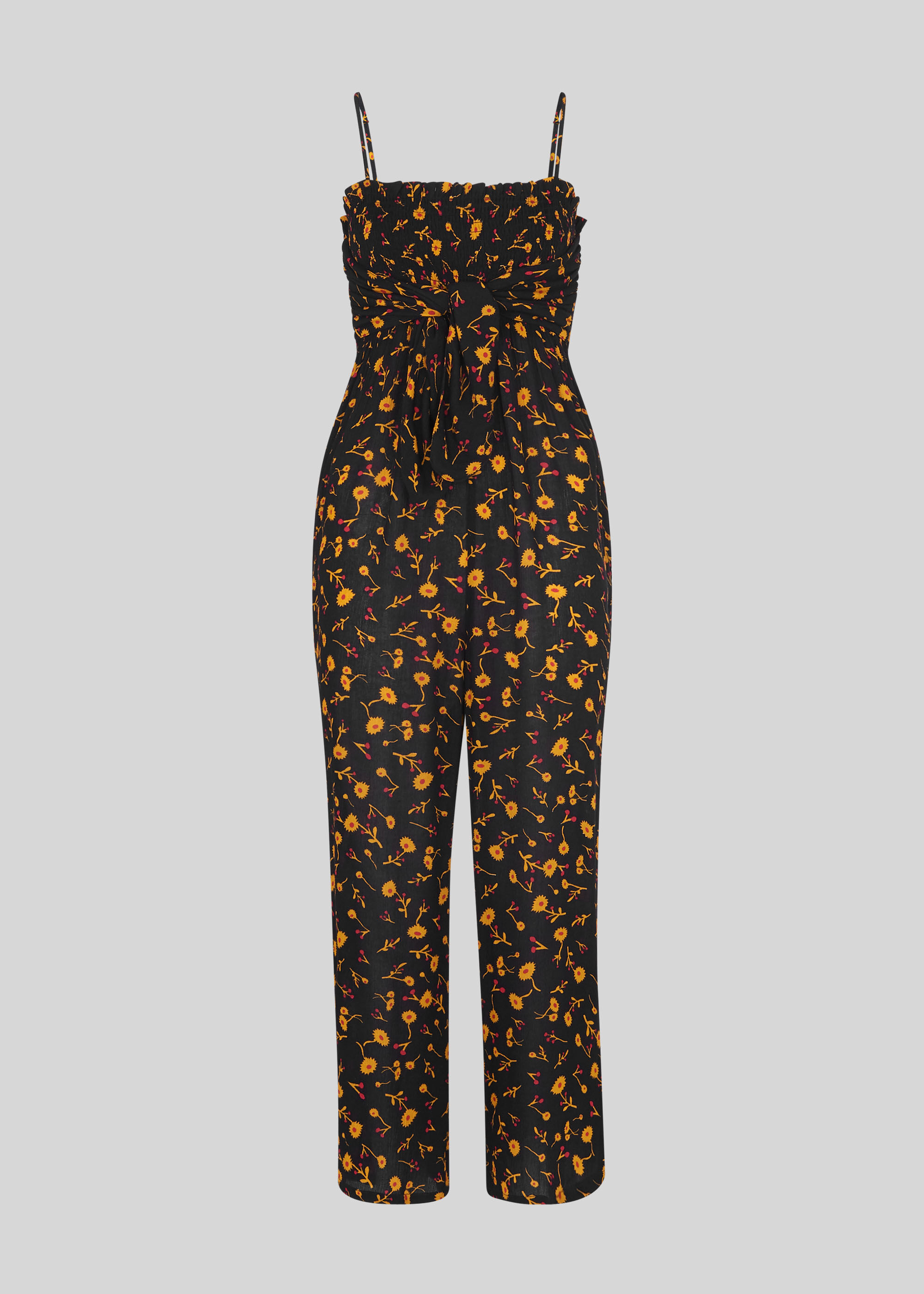 Black Multi Aster Floral Textured Jumpsuit WHISTLES