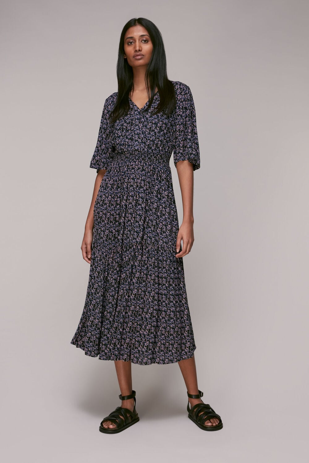 Kinetic Floral Midi Dress Multicolour