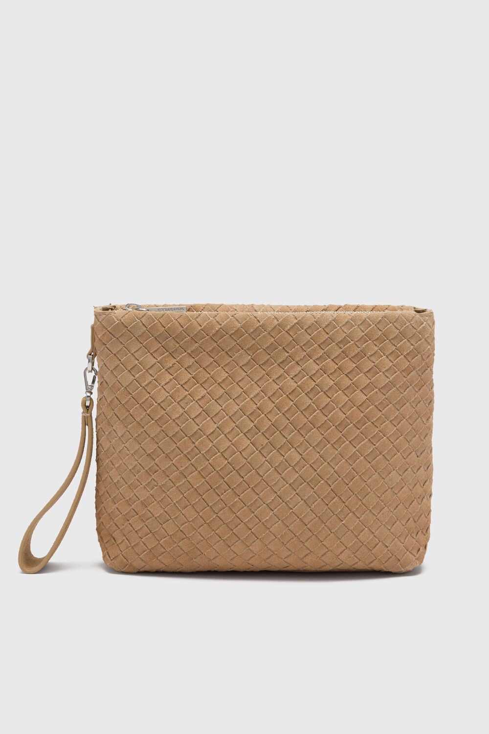 Avah Woven Suede Zip Clutch