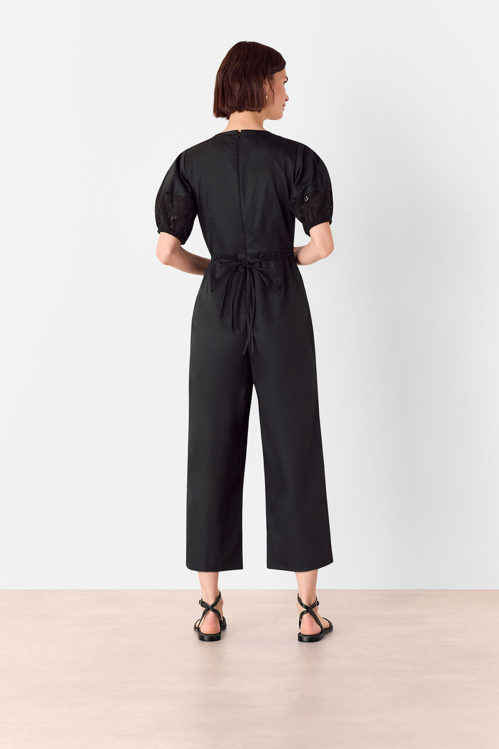 Black Broderie Poplin Jumpsuit