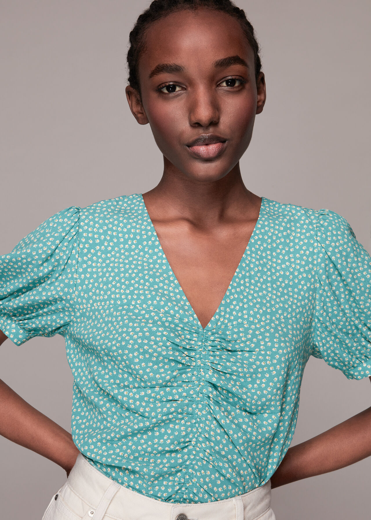 Ditsy Floral Gather Front Top