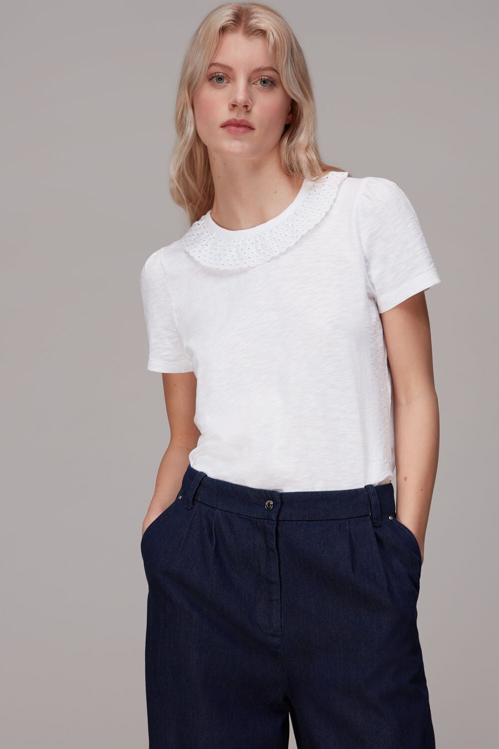 Matilda Broderie Collar Tee