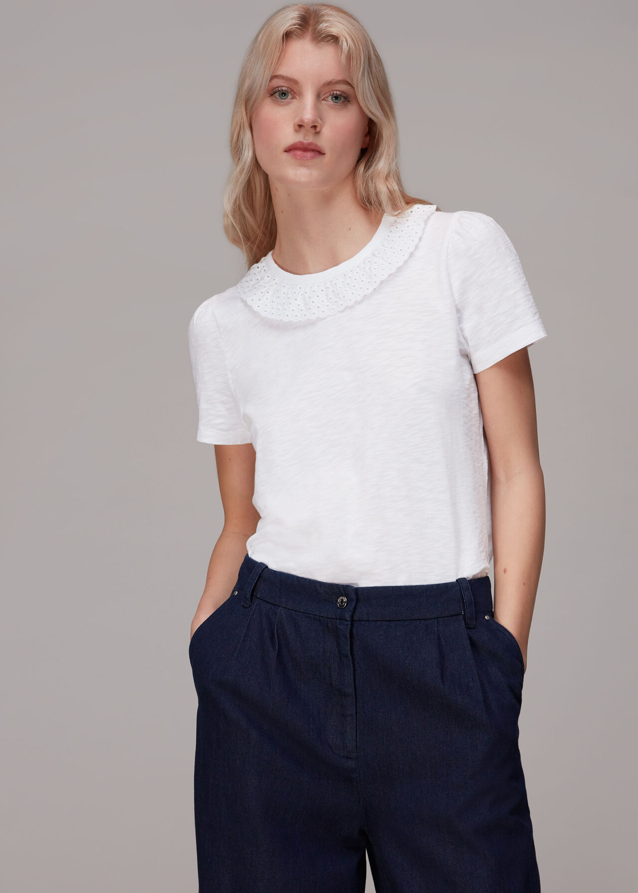 Matilda Broderie Collar Tee