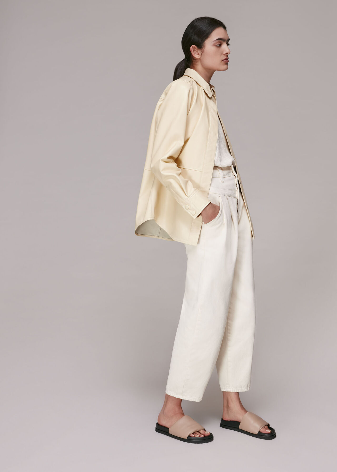 Yellow Leather Panelled Shirt | WHISTLES