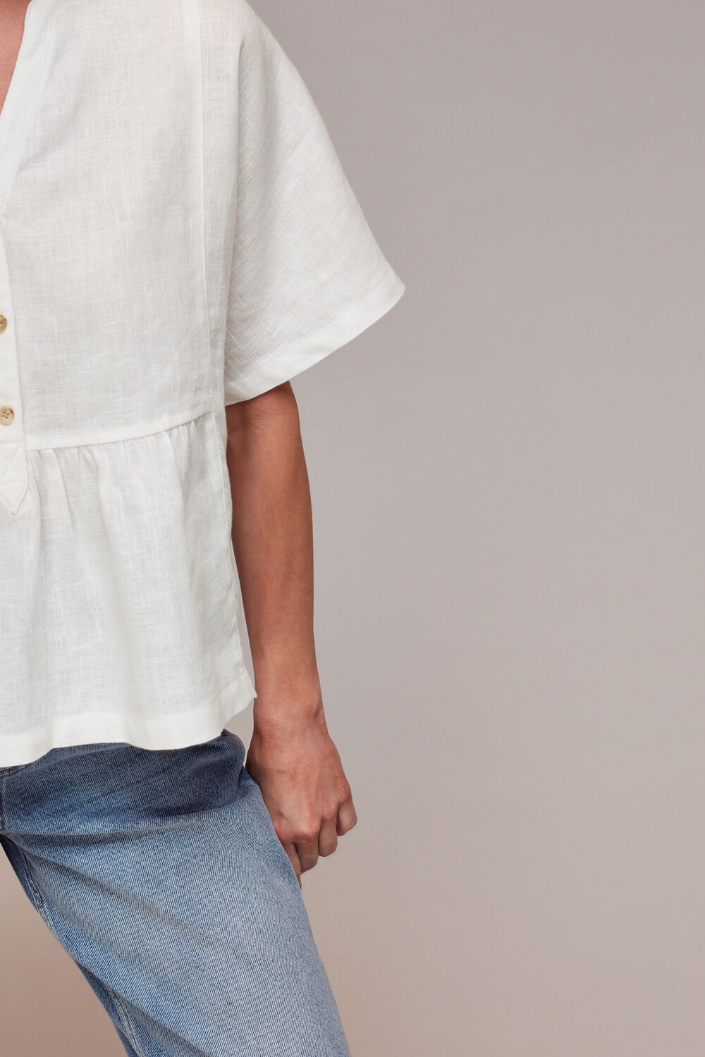 Petite Hannah Linen Peplum Blouse