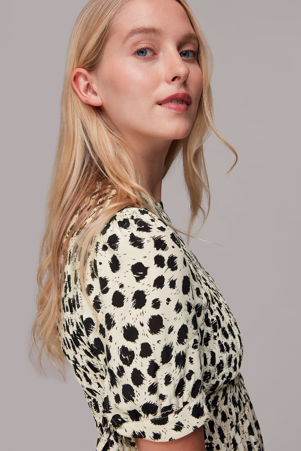 Dalmatian Shirred Midi Dress
