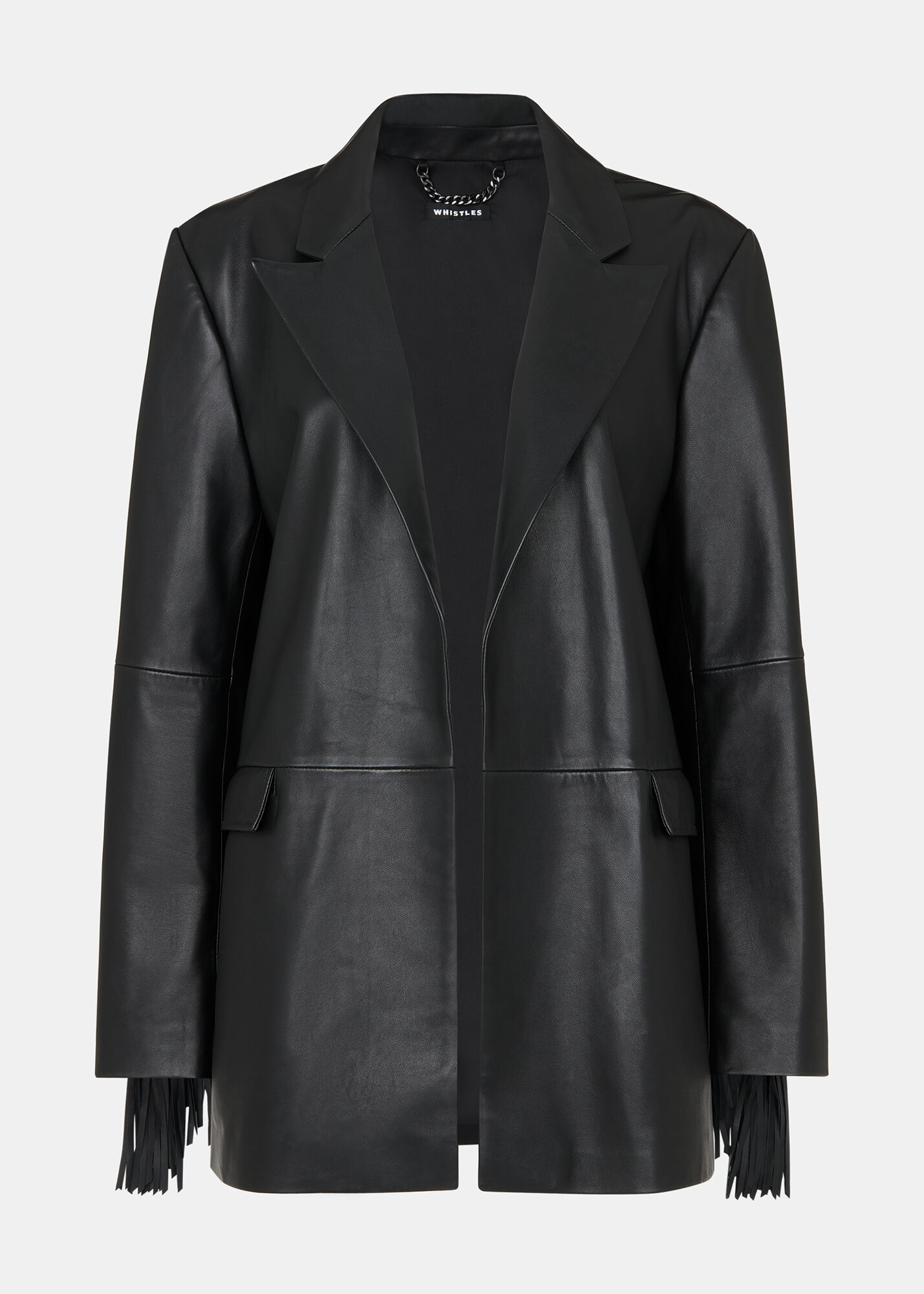 Black Gia Leather Fringed Jacket WHISTLES Whistles UK