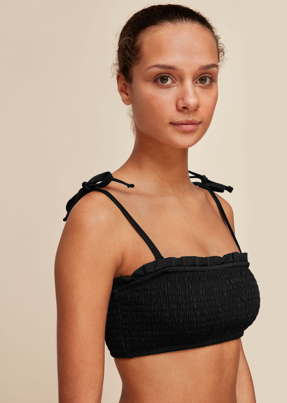 Shirred Tie Bikini Top