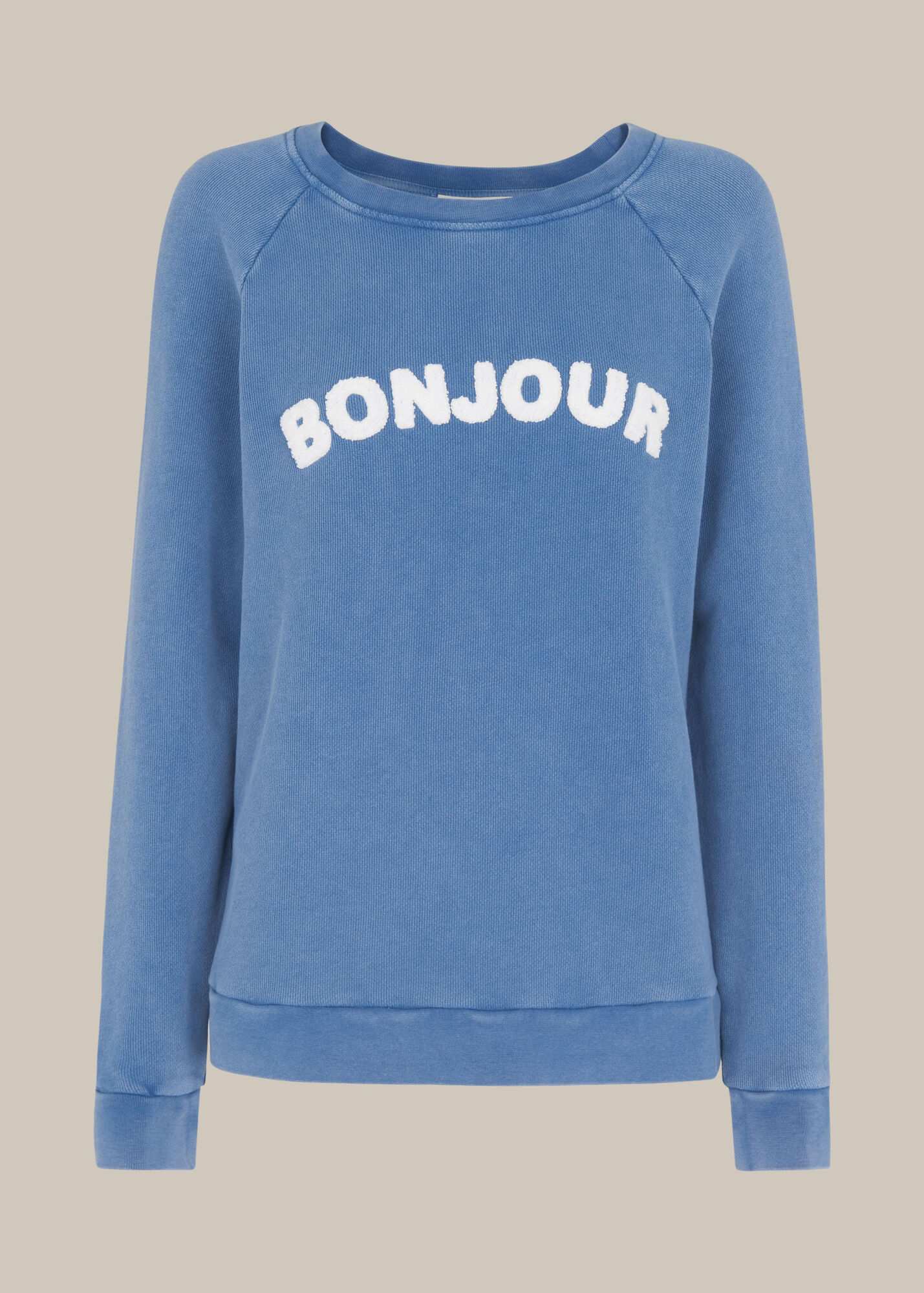 Blue Bonjour Logo Sweatshirt | WHISTLES | Whistles UK
