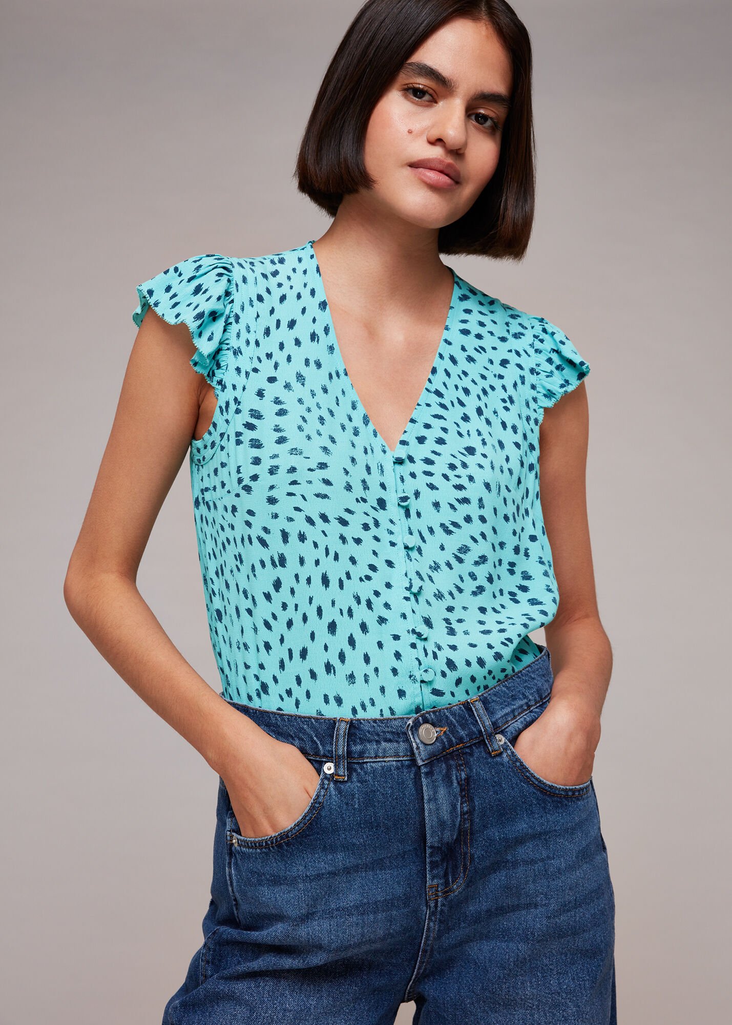 Polka dot frill top best sale