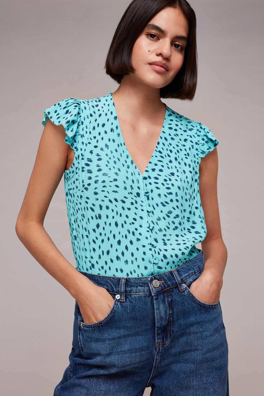 Speckled Spot Frill Top