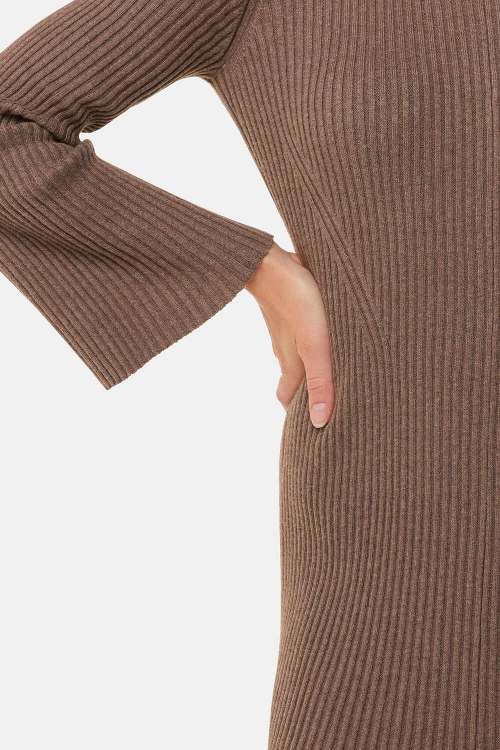 Taupe Willow Ribbed Sweater Dress