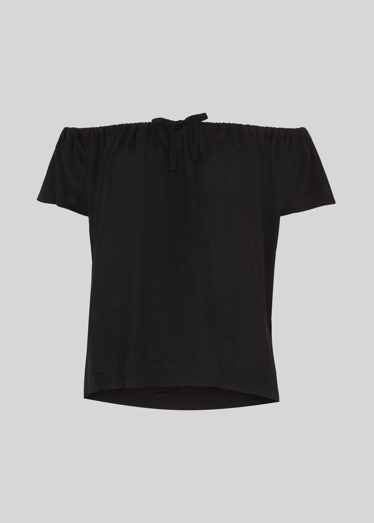 Tie Neck Bardot Top Black