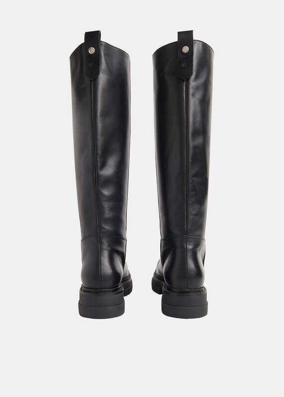Black Maceo Lug Sole Knee High Boot