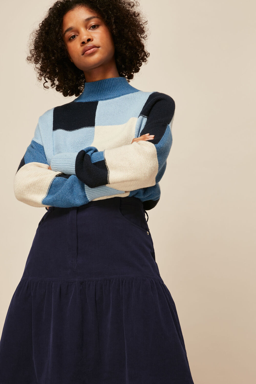 Navy Baby Cord Skirt
