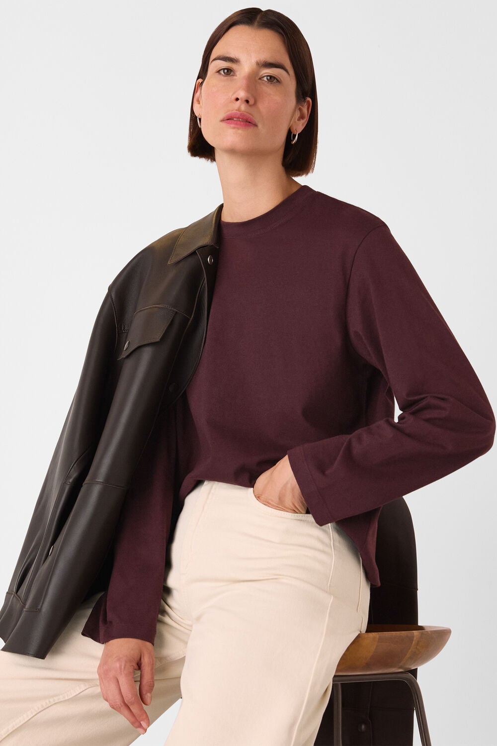 Burgundy Relaxed Long Sleeve Tee