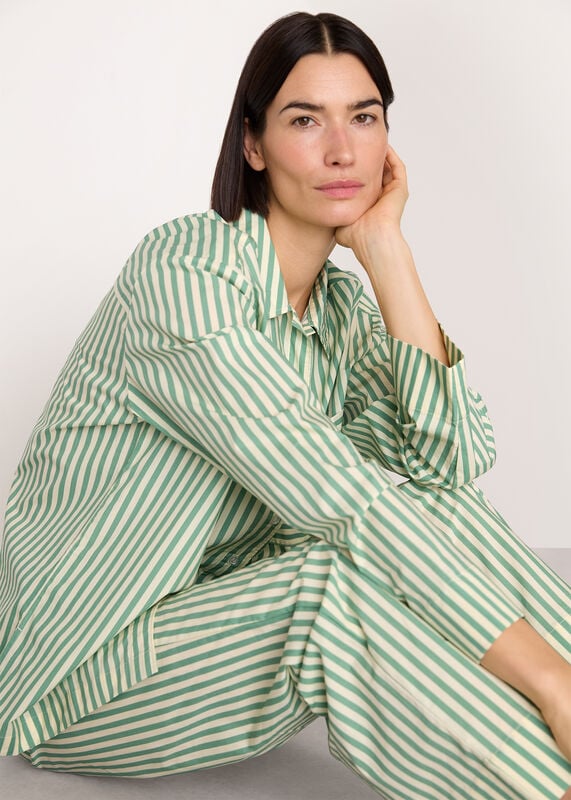 Multicolour Cotton Stripe Pyjama Shirt