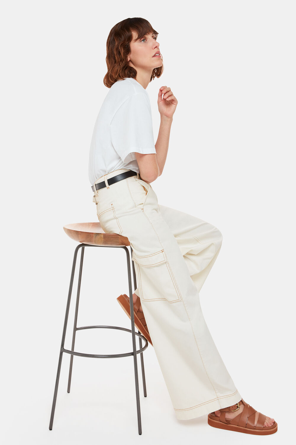 White Wide Leg Cargo Jean