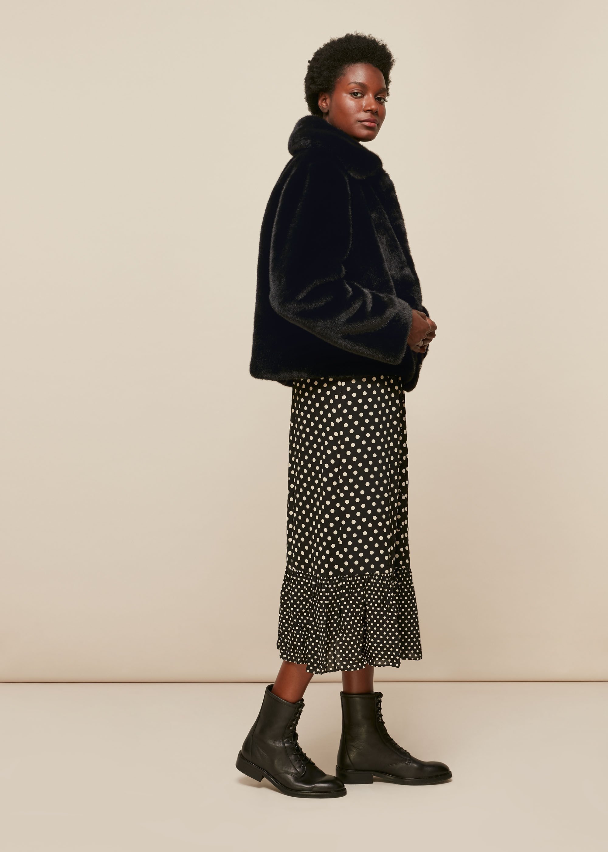 Black Short Faux Fur Coat WHISTLES