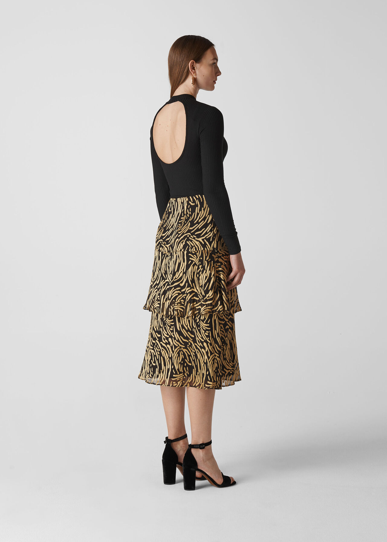 Reed Devore Silk Mix Skirt Gold/Multi