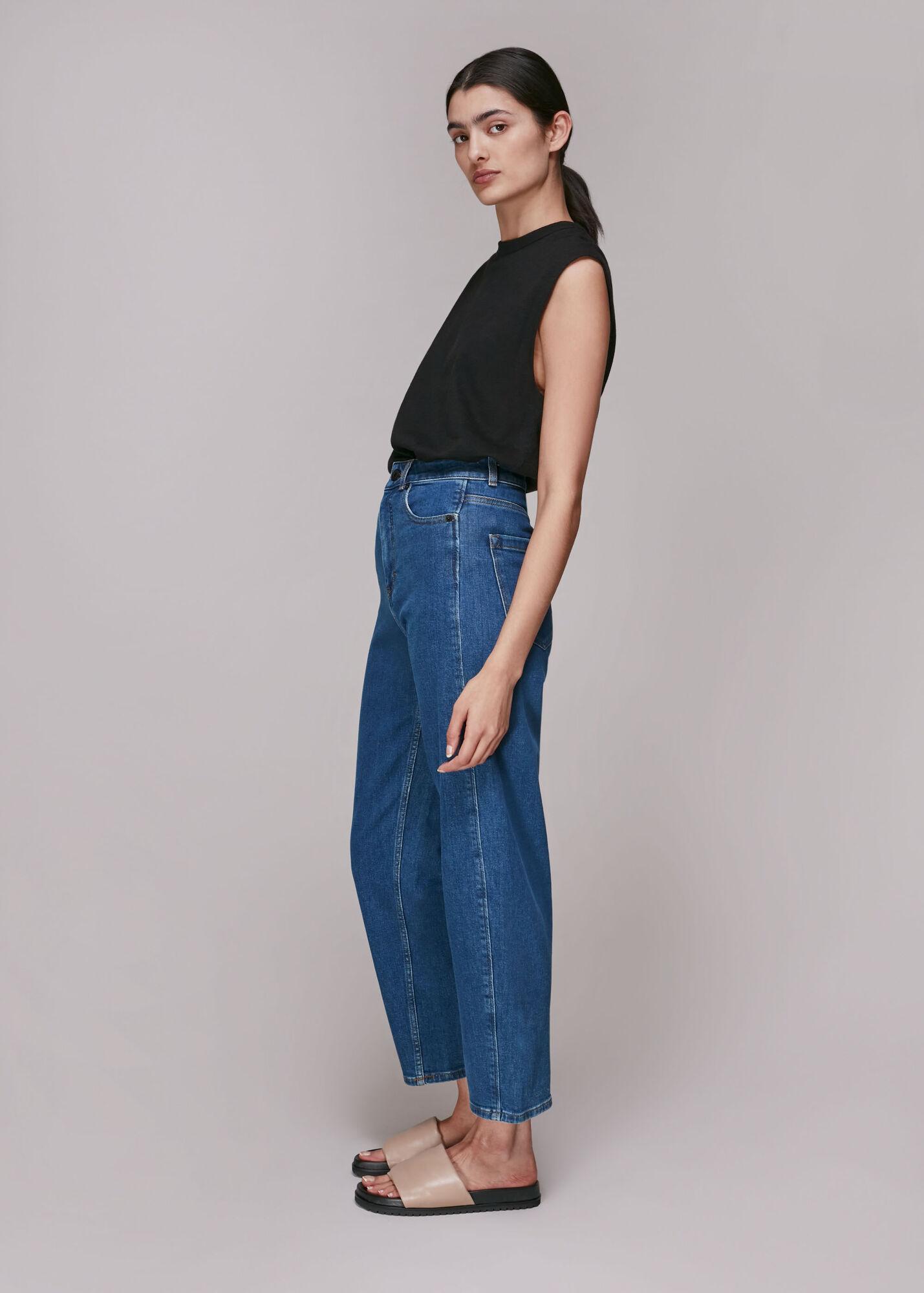Denim Stretch Barrel Leg Jean WHISTLES Whistles