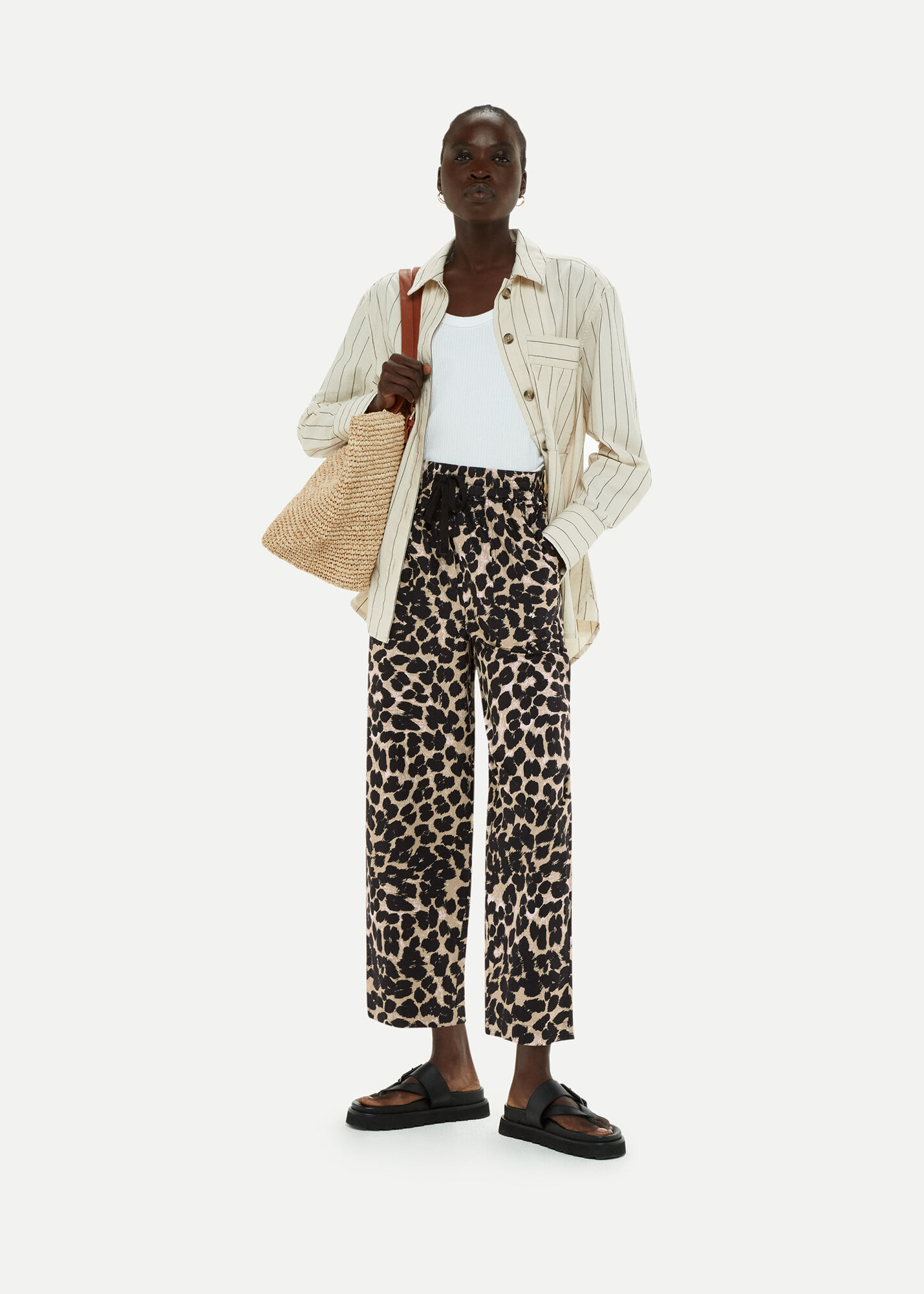 Wide leg animal print on sale trousers