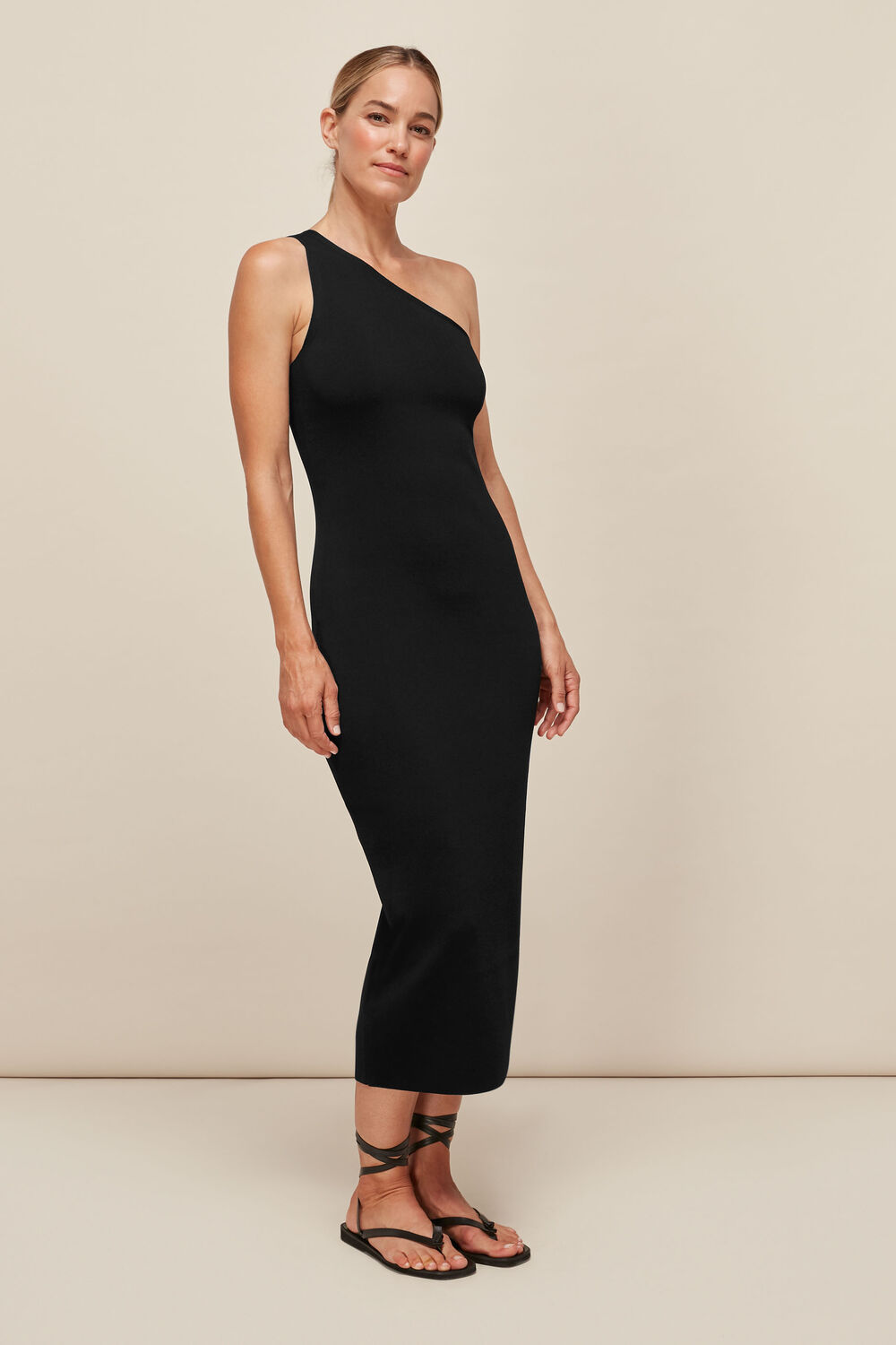 One Shoulder Midi Knit Dress