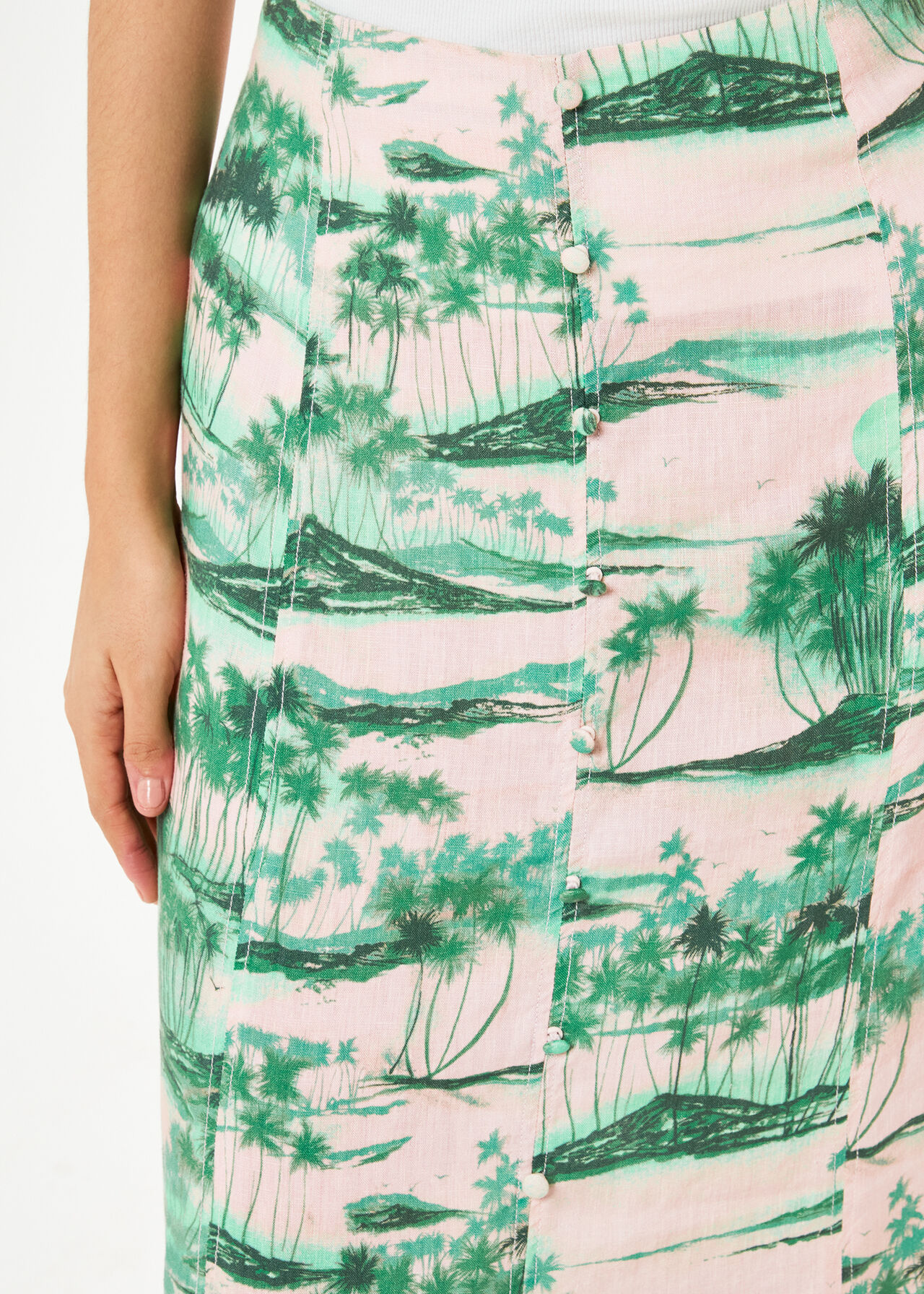 Waving Palms Button Skirt