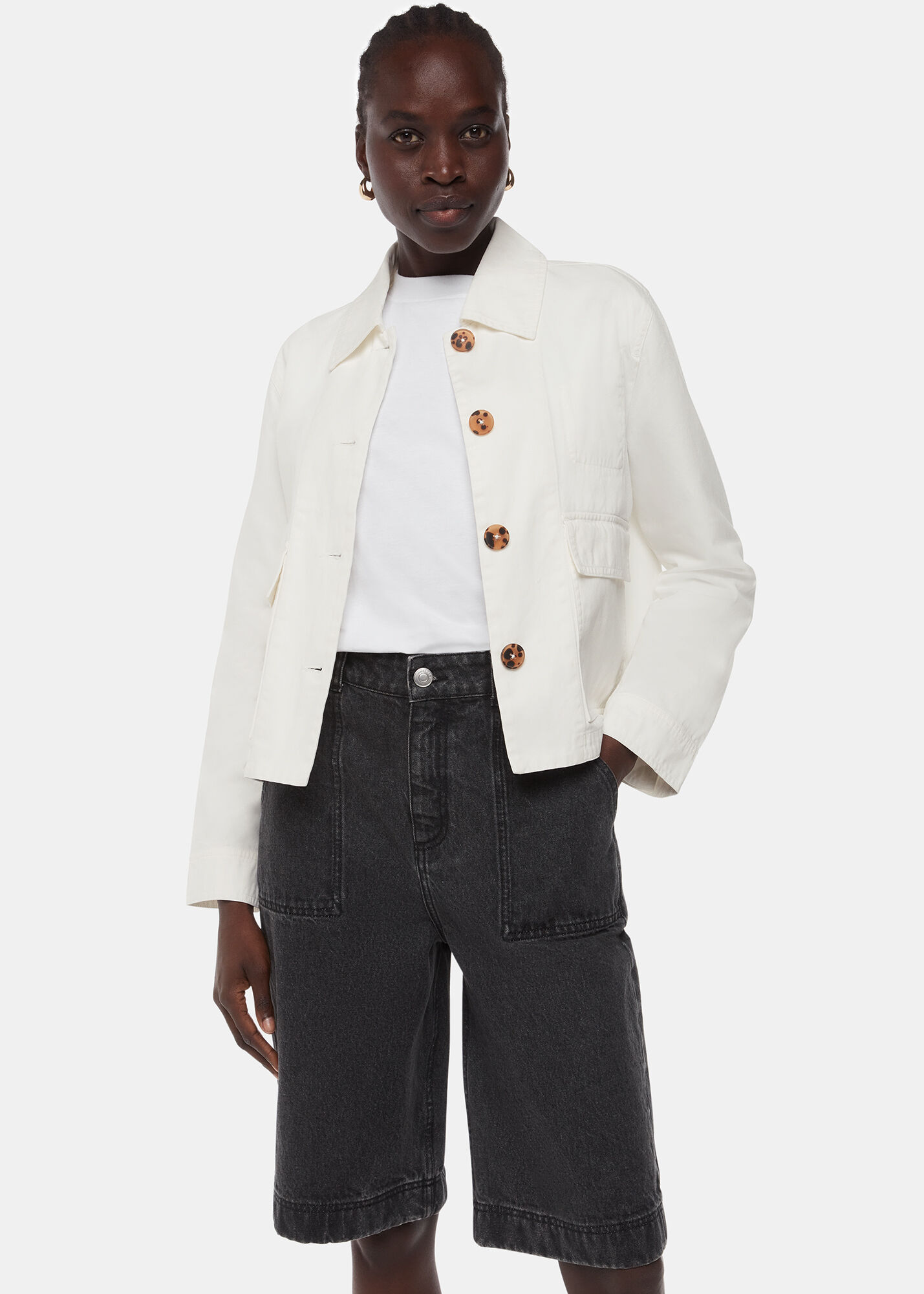 White Marie Casual Pocket Jacket | WHISTLES | Whistles UK |