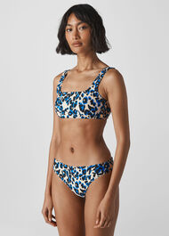 Animal Square Neck Bikini Top Blue/Multi