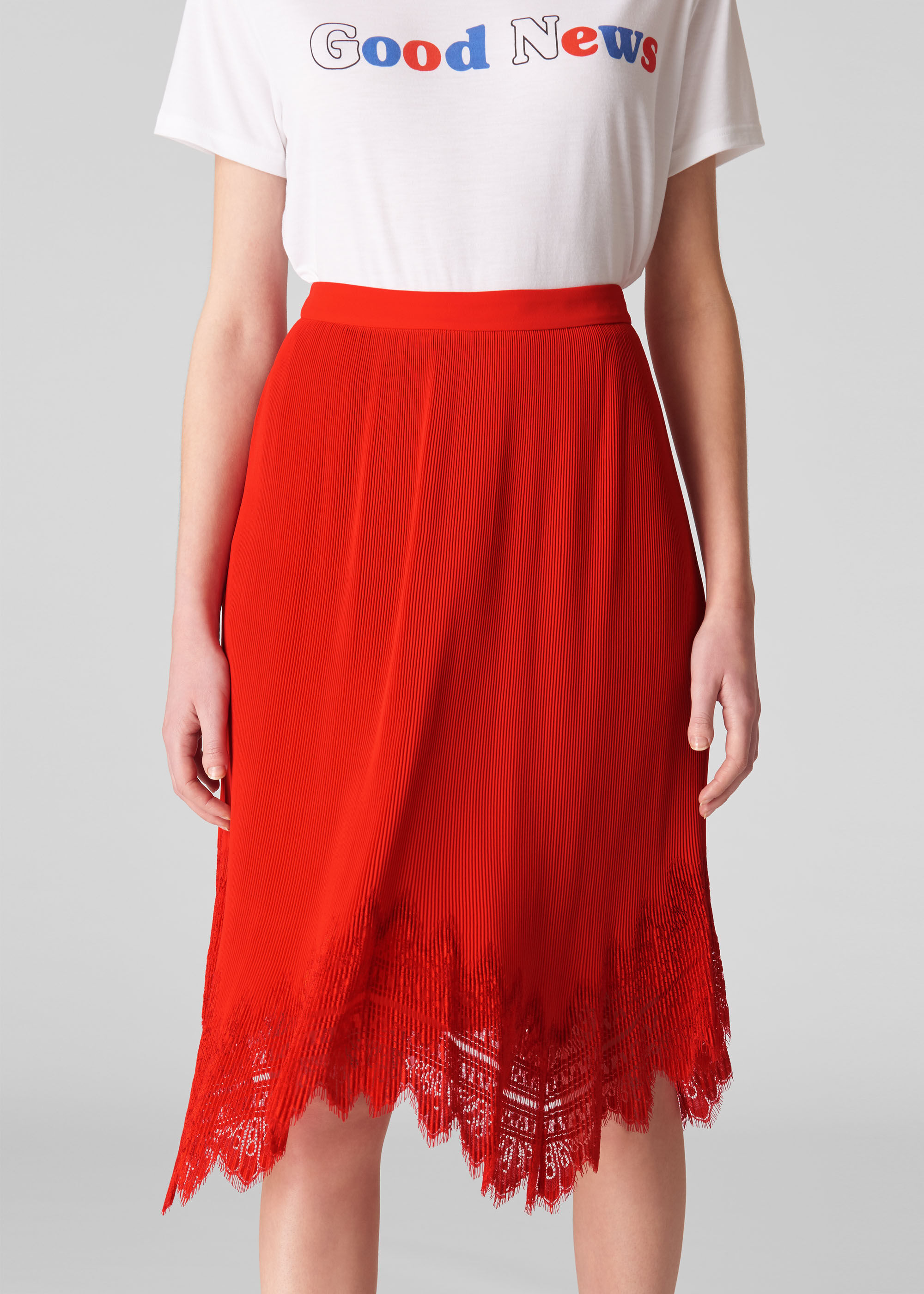 Flame Dahlia Pleated Skirt