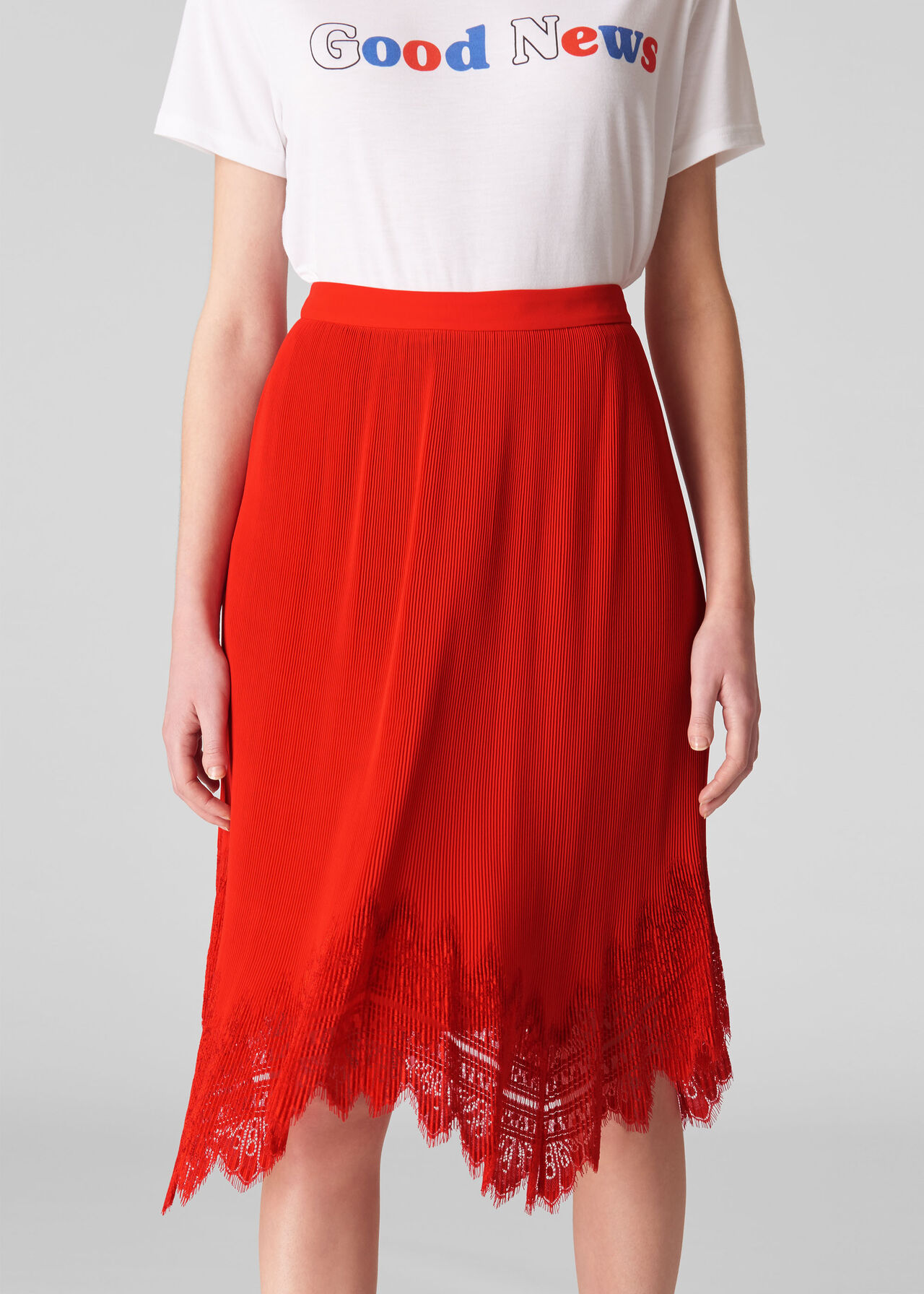 Flame Dahlia Pleated Skirt | WHISTLES | Whistles UK
