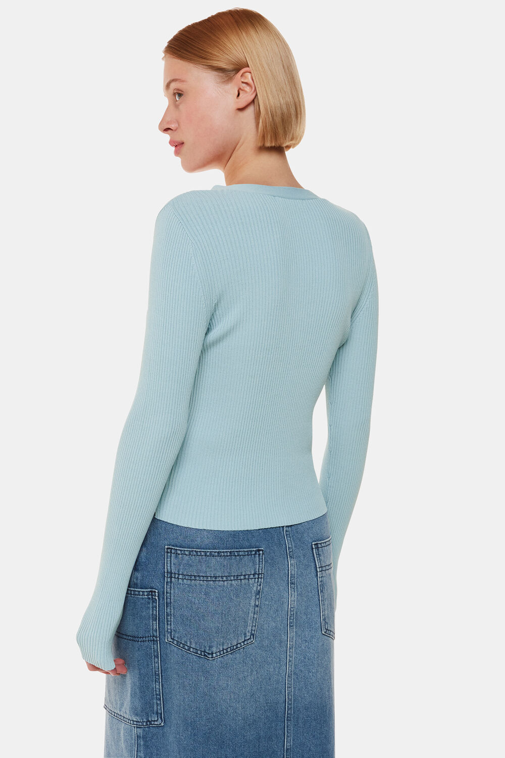 Ribbed V neck Cardigan