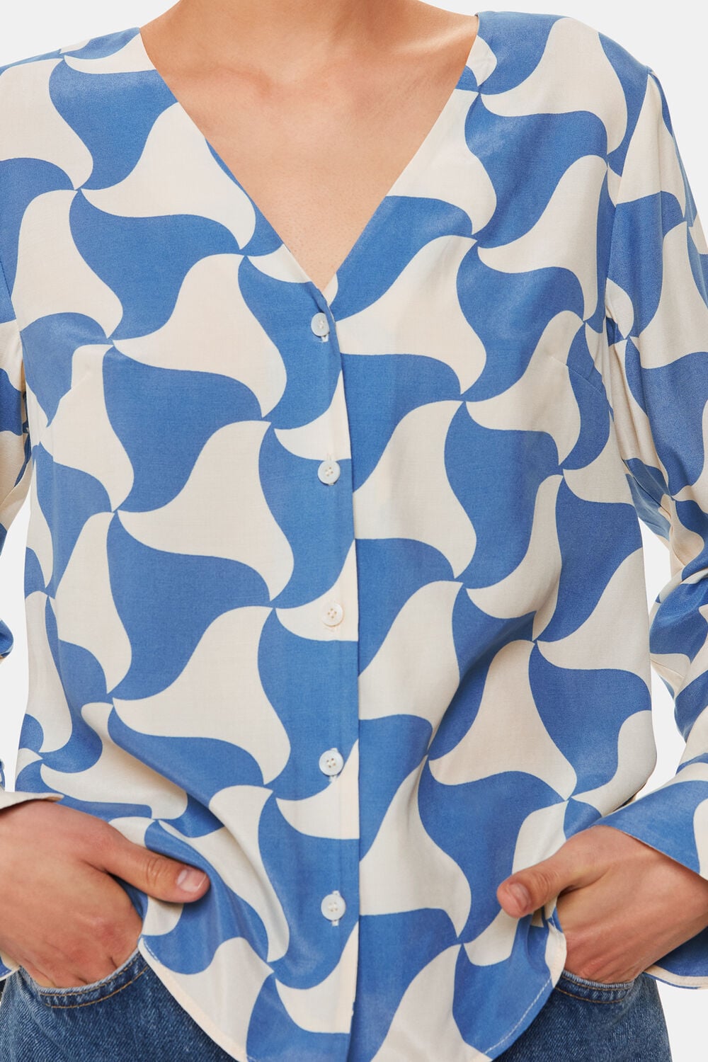 Blue Spun Triangle Blouse