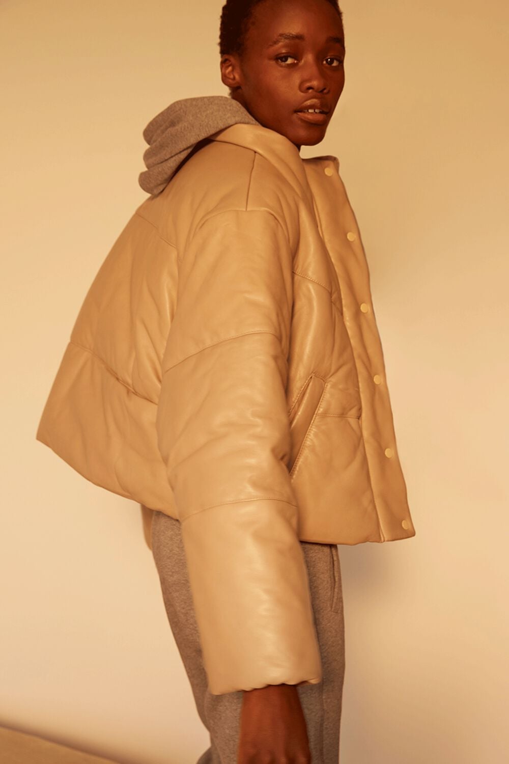 Yaz Leather Puffer Jacket