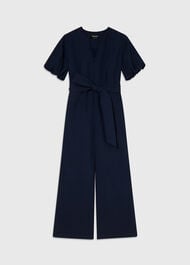 Linen Blend Tie Waist Jumpsuit