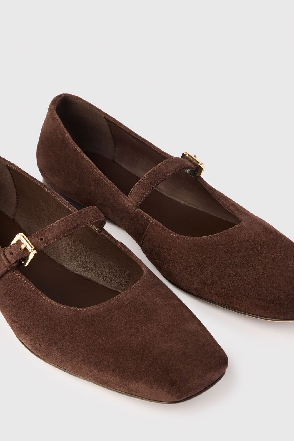 Chocolate Suede Mary Jane Ballet Pump