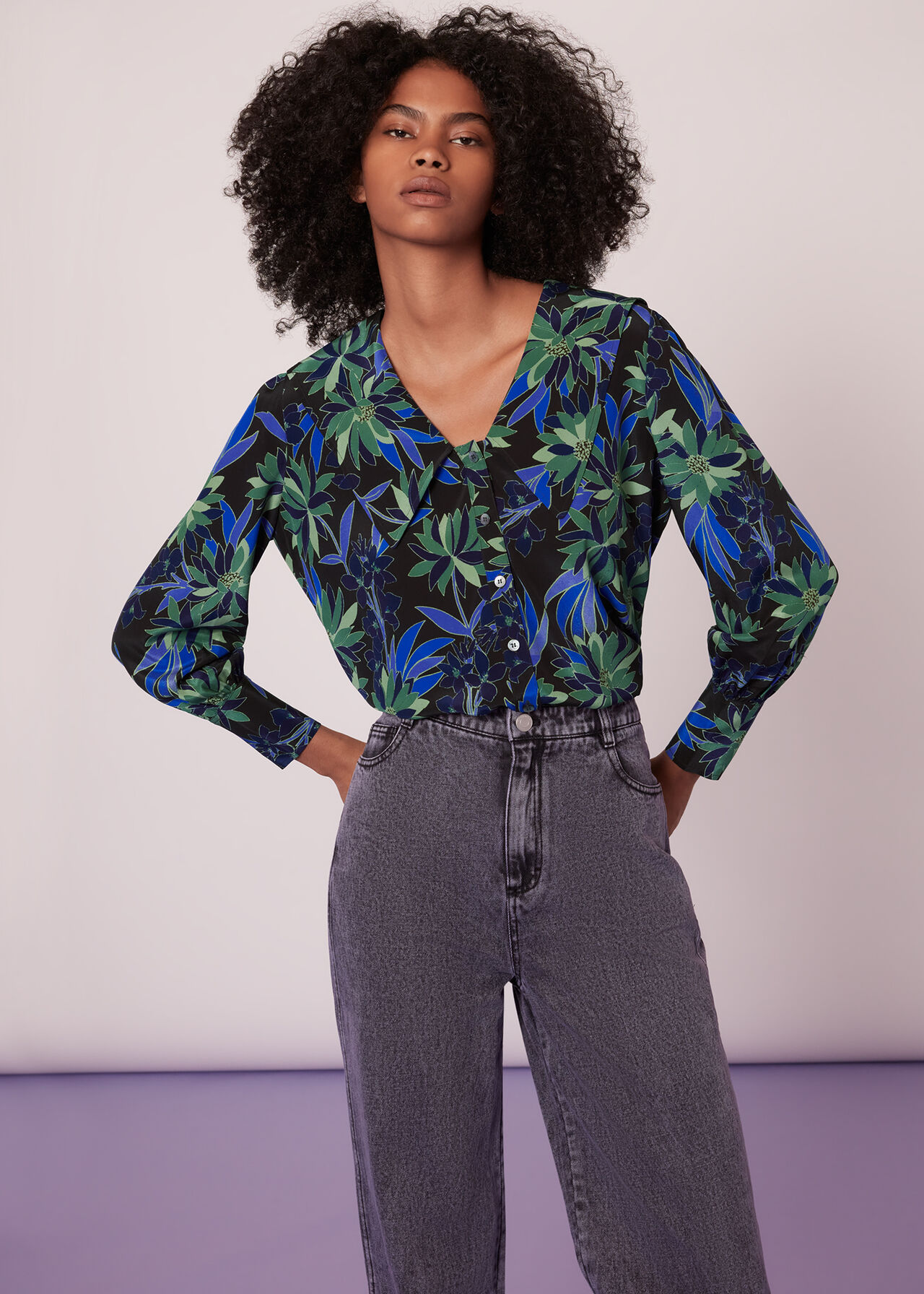 Scaling Blossom Silk Shirt