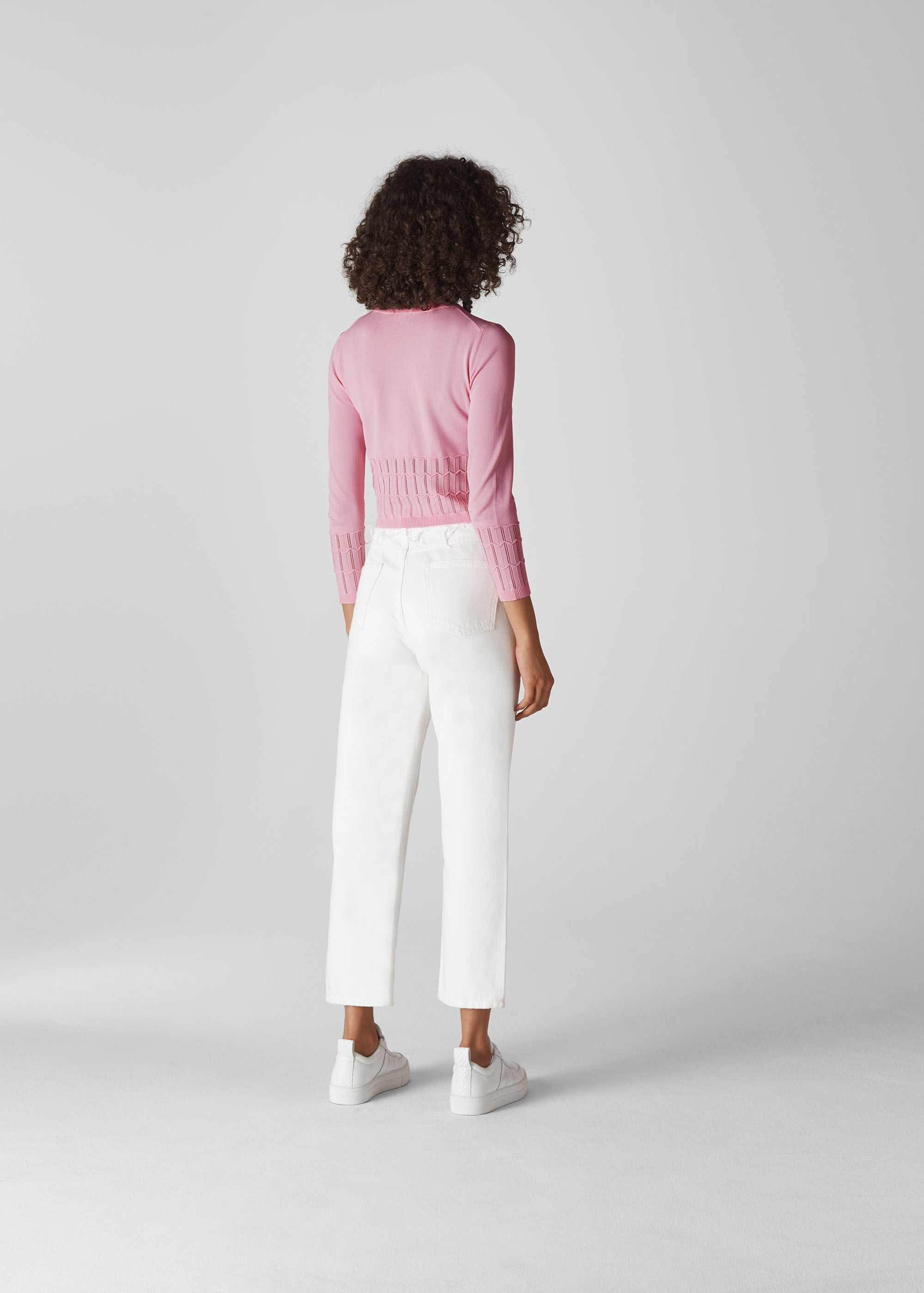 Pink top pointelle cardigan