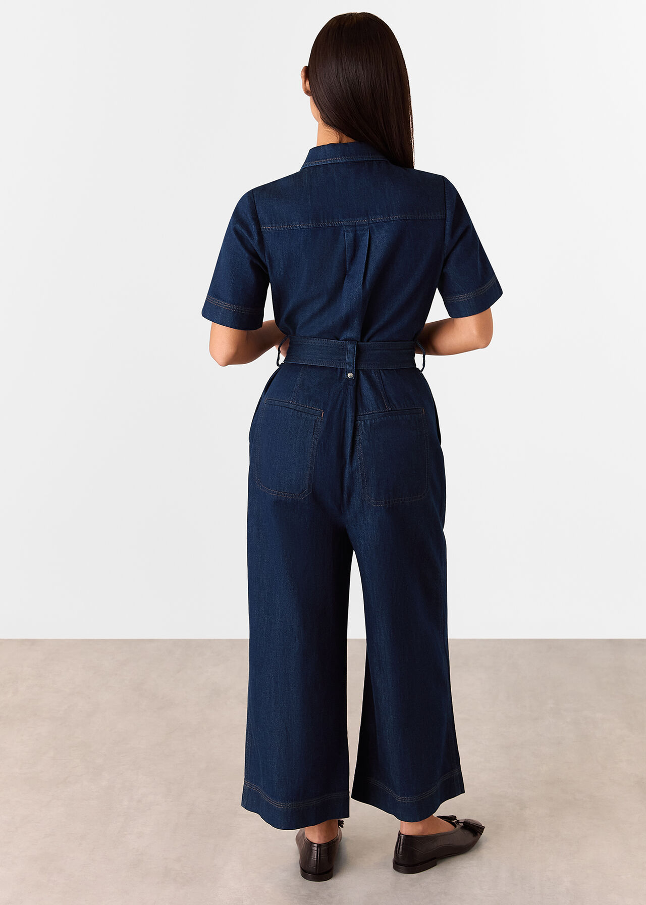 Whistles Denim Pintuck Belted Jumpsuit Whistles Denim Pintuck Belted Jumpsuit