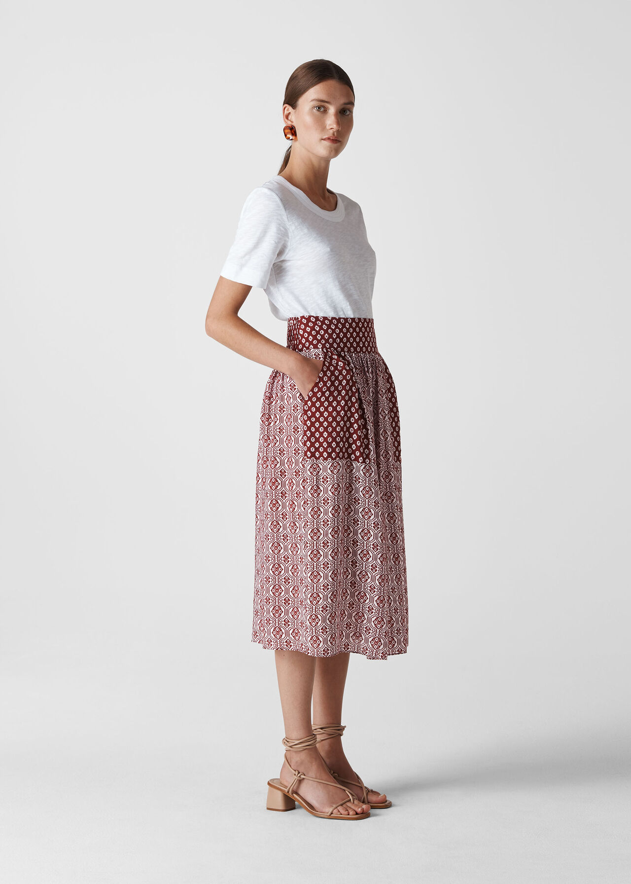 Woodblock Print Skirt Multicolour