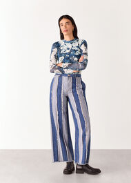 Batik Marble Gathered Mesh Top