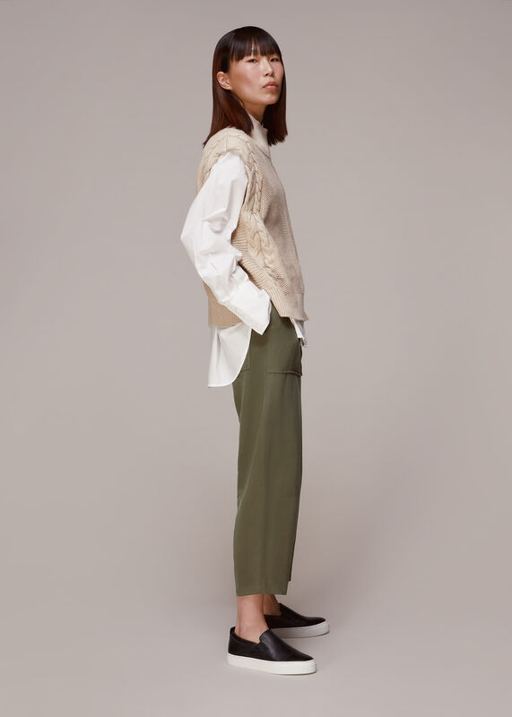 Khaki Madison Pocket Detail Trouser