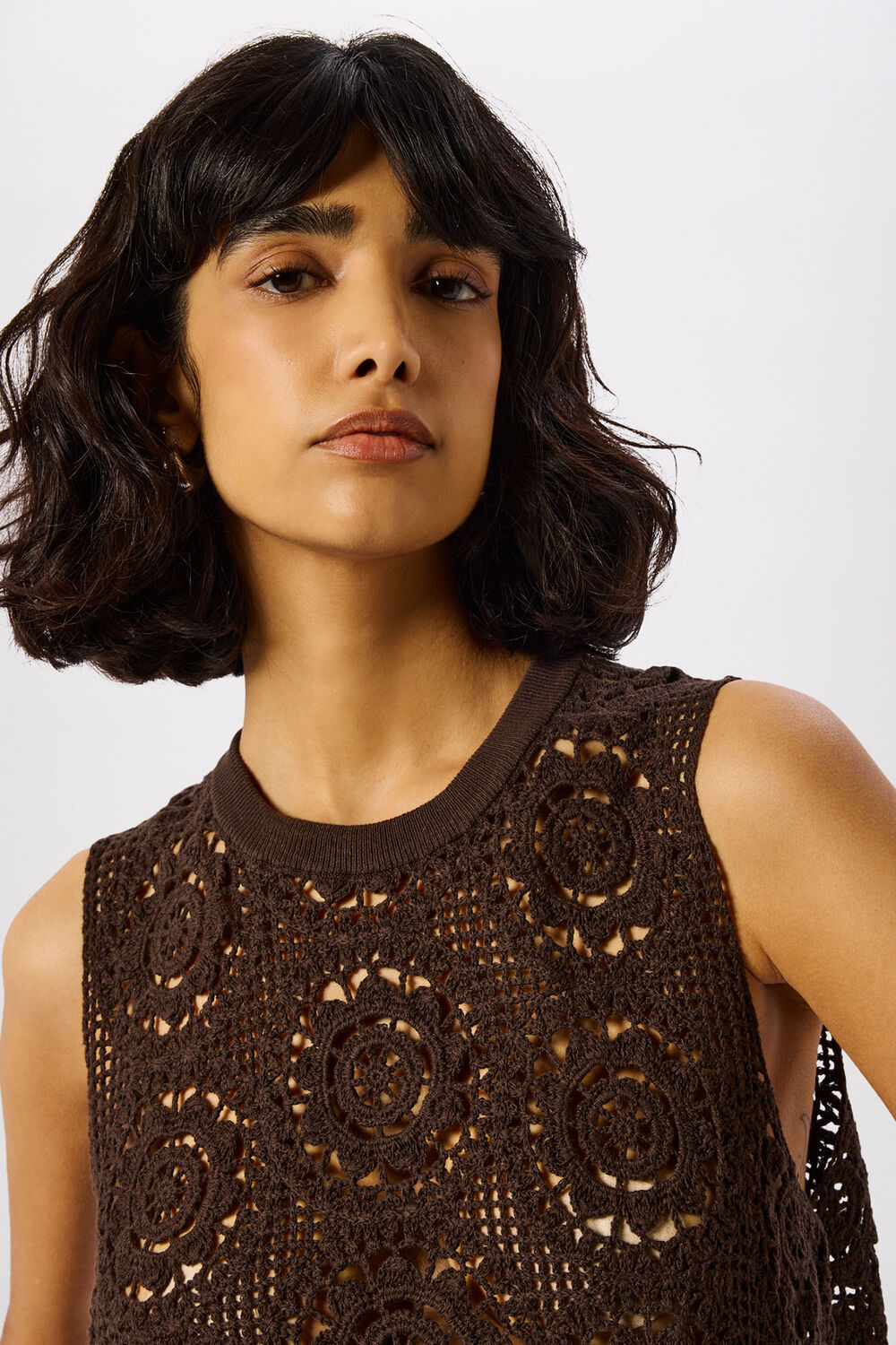 Chocolate Circle Crochet Tank