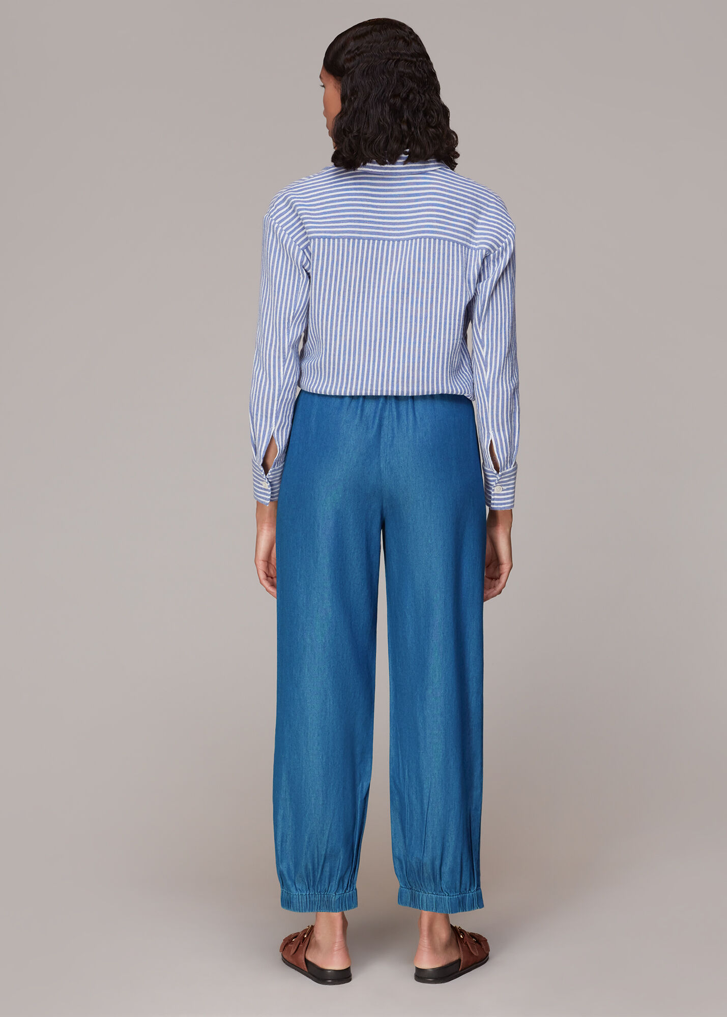 Blue Lucy Chambray Barrel Trouser WHISTLES