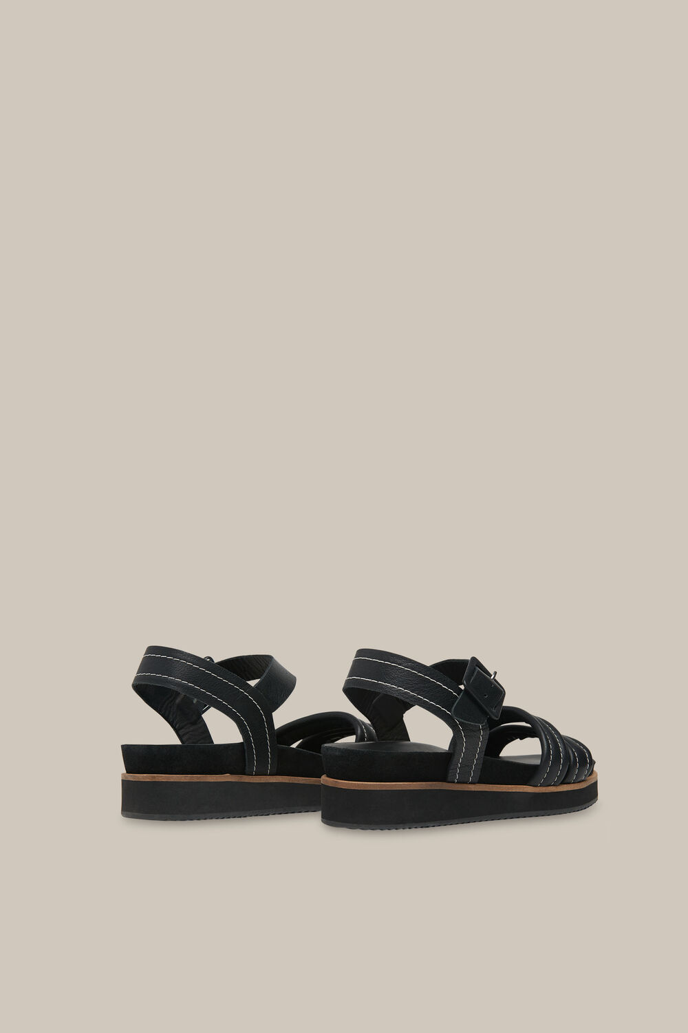Koby Contrast Stitch Sandal Black